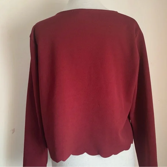New Look Long Sleeve Top Burgundy Round Neck Stretch Waist Length UK Size 16 - Picture 8 of 8